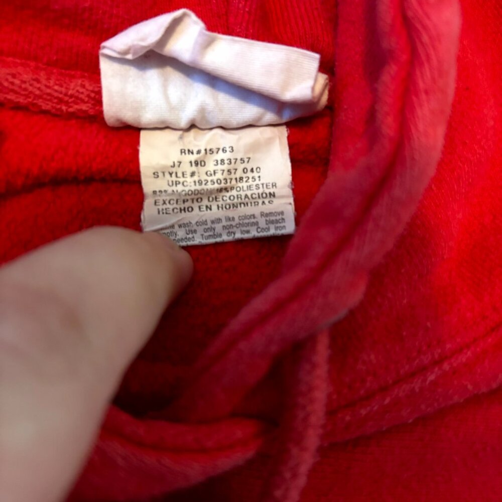 Champion Reverse Weave Hoodie Red XL – Embroidered Logo – Classic Pullover Sweat - Picture 5 of 9